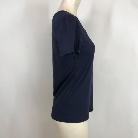 QUINCE - WOMEN'S SMALL - BLACK SHORT SLEEVE ROUND NECK COTTON BLEND T-SHIRT - Picture 4 of 8